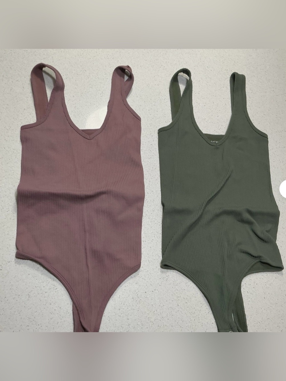 Intimately Free People Lot 2 Dusty Mauve & Green Bodysuits Tank Ribbed XS/S